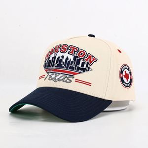 Casquette de baseball personnalisée pour hommes, 5 panneaux, bicolore, avec logo 3D brodé en relief, en coton structuré, style Dad Hat, pour la vente en gros - Product Image 1