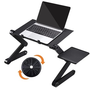 Support pliable en aluminium pour ordinateur <span class=keywords><strong>Portable</strong></span>, pour lit, bureau, présentoir avec tapis de souris, grand <span class=keywords><strong>ventilateur</strong></span>, disponible en noir et en rose - Product Image 1