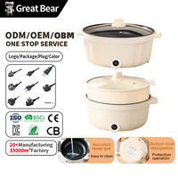 Casserole électrique Great Bear 4L pour usage domestique, facile à utiliser, 1000W, cuisson rapide, antiadhésive, avec cuiseur vapeur
