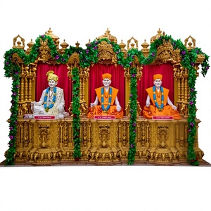 Nouveau design de temple Radha Krishna en bois de teck massif, temple Gopuram en bois Sagwan pour la maison indienne, design sud-indien, temple en bois - Product Image 6