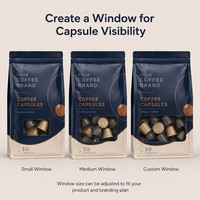 Sachet à fond plat personnalisé imprimé avec fermeture éclair pour capsules de café, dosettes de café individuelles et emballage de marque privée