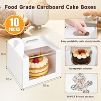 Caja Plegable para Pasteles con Ventana Transparente, Caja de Cartón de Grado Alimenticio para Postres, para Empacar en Bodas y Fiestas de Cumpleaños