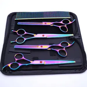 7 Inch Teddy Bear Dog Fur Cutting And Grooming Shears Different Colors Stainless Steel Pet Hair Scissors Set