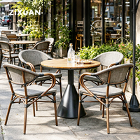 Kursi Rotan Anyaman Luar Ruangan yang Laris untuk Acara, Kursi Makan Restoran Kopi dengan Sandaran Tinggi dan Rangka Aluminium Cor, Agen