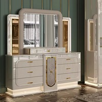 Ensemble de chambre à coucher moderne de luxe avec coiffeuse, armoire et lit queen size, adapté à la maison ou au salon d'hôtel