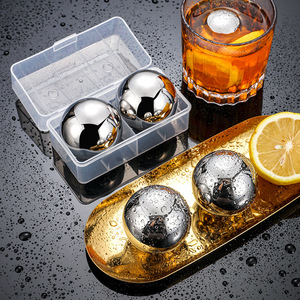 Pierres à <span class=keywords><strong>whisky</strong></span> en acier inoxydable 304, grandes glaçons, boissons, <span class=keywords><strong>whisky</strong></span> glacé, pierres à vin glacé, rondes, 38 55 mm, métal à congélation rapide - Product Image 1