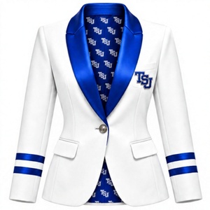 Blazer personalizado para mujer en blanco y azul real - Product Image 1