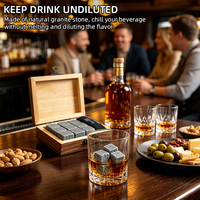 Pierres à whisky en bois pour vin glacé, ensemble cadeau avec sac en velours et pincettes, pierres réfrigérantes pour whisky, ustensiles de bar
