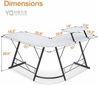 Ailichen L-Vormige Gaming Desk 51 "Thuiskantoor Met Ronde Hoek Computerbureau Met Grote Monitor Standaard Bureaublad Wit