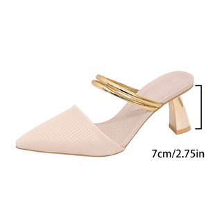 9527-2 New Two in One Oversized Sandals with Thick <b>Heels</b> and Pointed Sandals, High-quality High <b>Heels</b> and Pointed Women's Shoes - Product Image 6