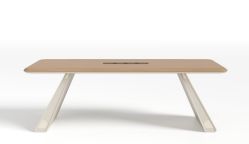 저장 공간이없는 나무 6 인용 직사각형 회의 테이블 - Product Image 2