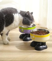 Bol en acier inoxydable pour animaux de compagnie, antidérapant, grande capacité, pour chien et chat, surélevé, protection du cou, anti-choc