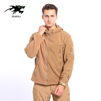 Veste polaire thermique coupe-vent à capuche pour homme, automne/hiver, style sportif, doublée polaire, color block, imprimé délavé