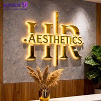 Enseigne lumineuse 3D en acier inoxydable rétroéclairée sur mesure, directement de l'usine, logo mural éclairé pour salon de beauté et spa