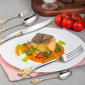 Ensemble de couverts de luxe en acier inoxydable 5 pièces argent Restaurant <span class=keywords><strong>couteau</strong></span> à Steak fourchette cuillère or <span class=keywords><strong>Table</strong></span> de mariage pour les fêtes durables - Product Image 4