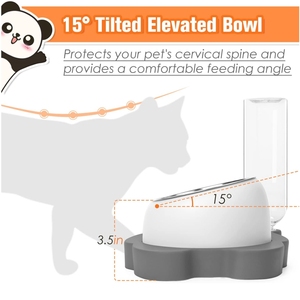 2 Trong 1 Tự Động Cao Nghiêng Vật Nuôi Chó Mèo Thép Không Gỉ Thức Ăn Cho Ăn Bát Và Nước Dispenser - Product Image 5