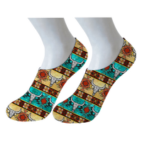 Kaos Kaki Wanita Gaya Barat Motif Sapi Aztec Desain Khusus Gaya Amerika