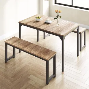 שולחן מטבח זול עץ שולחן מטבח מלא בית מסעדה ריהוט שולחן עבודה מלבני מודרני סט לסעודה