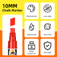 Marqueurs craie liquide effaçables 10 mm à pointe feutre pour vitres, école, verre, art, peinture DIY – 8 couleurs – Vente en gros