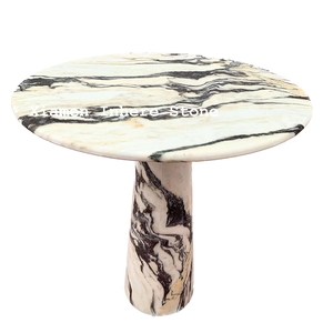 Table basse ronde en pierre naturelle pour salon, table <span class=keywords><strong>d</strong></span>'appoint <span class=keywords><strong>de</strong></span> luxe en marbre Calacatta Viola personnalisé - Product Image 1