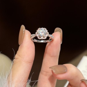 Anel de Flor Colorido em Moissanite com Design de Princesa em Prata S925 para Mulheres, Ajustável, Presente Romântico de Noivado - Product Image 3