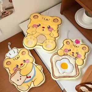 Mignon petit ours essuie-mains cuisine et salle de bain chiffon d'essuyage Double couche épaisse ménage absorbant séchage rapide serviette - Product Image 1