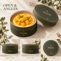 Boîte à tarte de luxe ronde en carton rigide avec couvercle séparé pour gâteau, pâtisserie, dessert, emballage cadeau