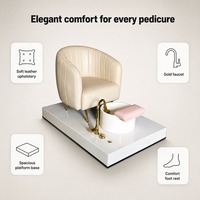 Chaise de pédicure en acrylique avec système de jets hydrauliques, lampe LED, massage par vibration, cuve de bain de pieds multifonctionnelle rotative et réglable