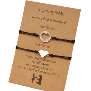 Ciondoli a cuore in acciaio inossidabile con Logo personalizzato <span class=keywords><strong>per</strong></span> <span class=keywords><strong>la</strong></span> <span class=keywords><strong>mamma</strong></span>, regalo <span class=keywords><strong>per</strong></span> <span class=keywords><strong>la</strong></span> <span class=keywords><strong>festa</strong></span> <span class=keywords><strong>della</strong></span> <span class=keywords><strong>mamma</strong></span>, braccialetti di coppia di moda con "<span class=keywords><strong>mamma</strong></span> mi desiderio" - Product Image 1
