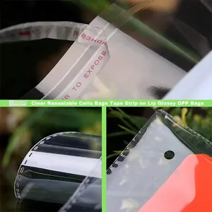 Benutzer definierte Logo-Druck Wieder versch ließbare Bekleidung Paket OPP-Tasche, selbst dichtende Bopp transparente Cello-Tasche Klare Kunststoff-Cellophan-Taschen.