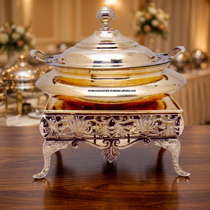 Indian Brass Metal Modern Casting Catering Chafing Dish <b>Buffet</b> Food Warmer Server Gold-Plated Finish for Hotels Restaurants - Product Image 3