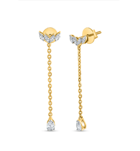 Pendientes colgantes de estilo Sui Dhaga de diamantes de lujo diseñados para un aspecto elegante en bodas y eventos especiales de la India - Product Image 4