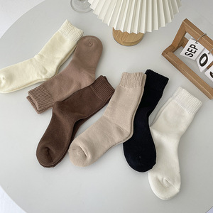 Women Thermal Socks Cotton Mid Calf Solid Color Warm Casual Winter Autumn Socks for Women Youth 18 40 Years Old - Product Image 1
