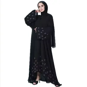 Signore chiffon all'ingrosso a buon mercato abaya in dubai arabo turco indonesia abbigliamento moderno islamico abito musulmano marrone prezzo lungo