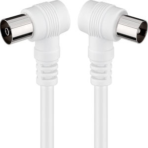 Cable de TV de 5 m con conector de ángulo recto en color blanco, ideal para conectar televisores y dispositivos multimedia en - Product Image 1