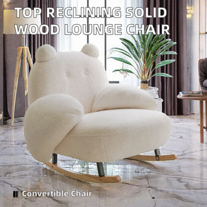 Fauteuil à bascule moderne et inclinable, best-seller, pour salon, chambre, balcon - Chaise de loisirs convertible en bois massif pour adultes - Product Image 2