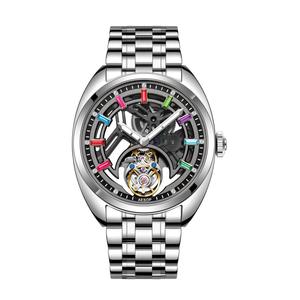 Montre mécanique squelette tourbillon pour homme, bracelet en acier inoxydable, verre saphir, mouvement automatique - Product Image 4