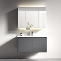 Mueble de Baño Moderno Minimalista con Espejo Inteligente, Construcción de Aleación de Aluminio, Lavabo de Cerámica Integrado, Colores Personalizados