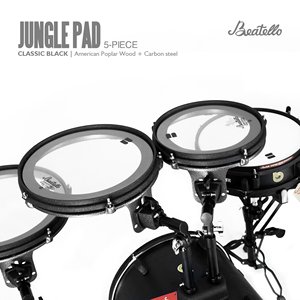 Ensemble de batterie professionnelle Beatello JPBTG <span class=keywords><strong>5</strong></span> pièces en bois de bouleau et acier inoxydable avec peaux de batterie en PVC, design portable pour adultes - Product Image 4