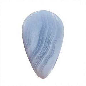 Hermoso Cabujón de Ágata Azul con Diseño de Encaje, Tamaño de Fábrica 41 x 24 x 6 mm, Precio de Fábrica, Forma de Pera Larga y Lisa, Joyería de Ágata Natural - Product Image 1