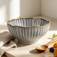 Bol à fruits en céramique réactive, plats de service, bol à soupe, bol personnalisé, vaisselle, bol à légumes empilable, saladier, bol en forme de pétale