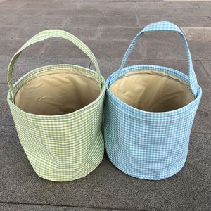 Personalized Embroidery Gingham Bunny <b>Basket</b> Monogram Colorful Plaid <b>Egg</b> <b>Hunt</b> Bucket for Kids <b>Easter</b> Gift - Product Image 3