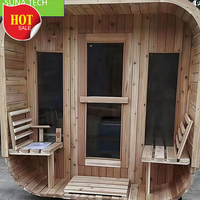 Ruang Sauna Uap untuk 4-6 Orang, Sauna Kayu Rumah Tangga dan Ruang Sauna Kubus Luar Ruangan dengan Beranda