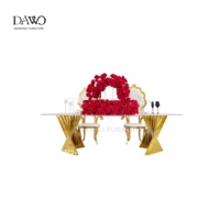Moderner Esstisch mit Kreuz-Goldfuß und Rechteckiger Acrylplatte für Hochzeiten und Hotels