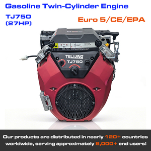 Moteur électrique essence bicylindre 18 kW Euro 5 27 CV 3600 tr/min refroidi par <span class=keywords><strong>air</strong></span> forcé pour tracteurs agricoles et pompes d'irrigation - Product Image 1