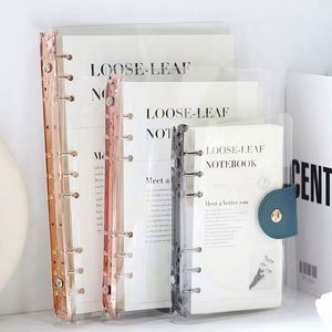 A6 A5 B5 Plastic Clear PVC Budget Binder Transparent Refillable Loose <b>Leaf</b> Ring Binder Notebook with Leather Snap - Product Image 3