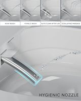 Toilette à bidet allongée intelligente avec capteur de pied de chasse d'eau assistée par pompe Siège chauffant à eau chaude Sécheur d'air Affichage numérique