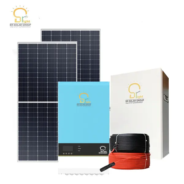BR SOLAR 100kw panel solar 5KW Batería de almacenamiento Sistema de energía 5KW Hybrid Off Grid Solar Sysyem