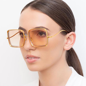 Custom Logo 2026 Fashion Retro Oversized <b>Sun</b> Glasses UV400 <b>Shades</b> Metal Square Frame Sunglasses for Women - Product Image 4