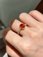 Bague en or avec pierre précieuse ovale Fanta Orange de culture, sertie clos, bijoux fins, personnalisable OEM ODM, vente en gros